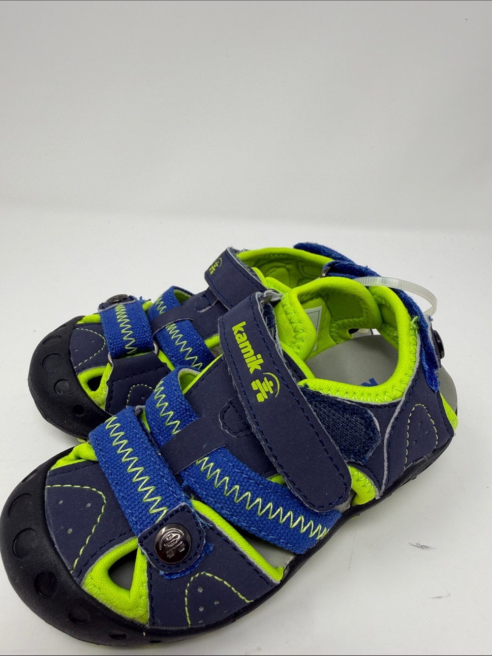 Kamik Kids Navy Blue and Lime Green Closed-Toe Sandals baby 7 NWT